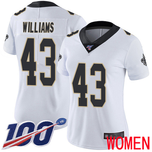 New Orleans Saints Limited White Women Marcus Williams Road Jersey NFL Football #43 100th Season Vapor Untouchable Jersey->youth nfl jersey->Youth Jersey